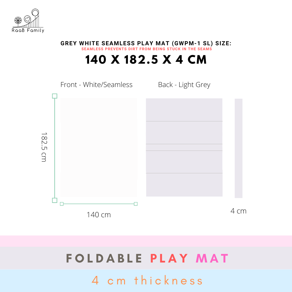 RaaB Family™ Baby SEAMLESS Playmat Toddler Premium Folding Mat 4CM Thick