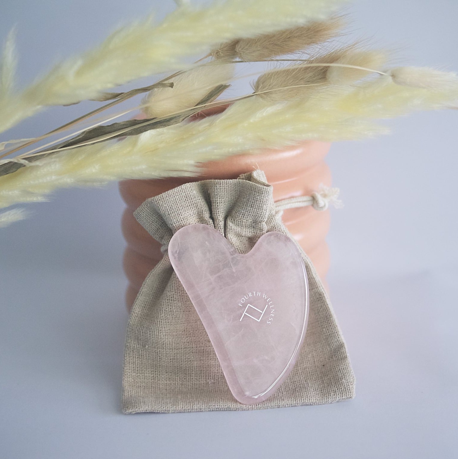FourthWellness Rose Quartz Gua Sha Massage Stone