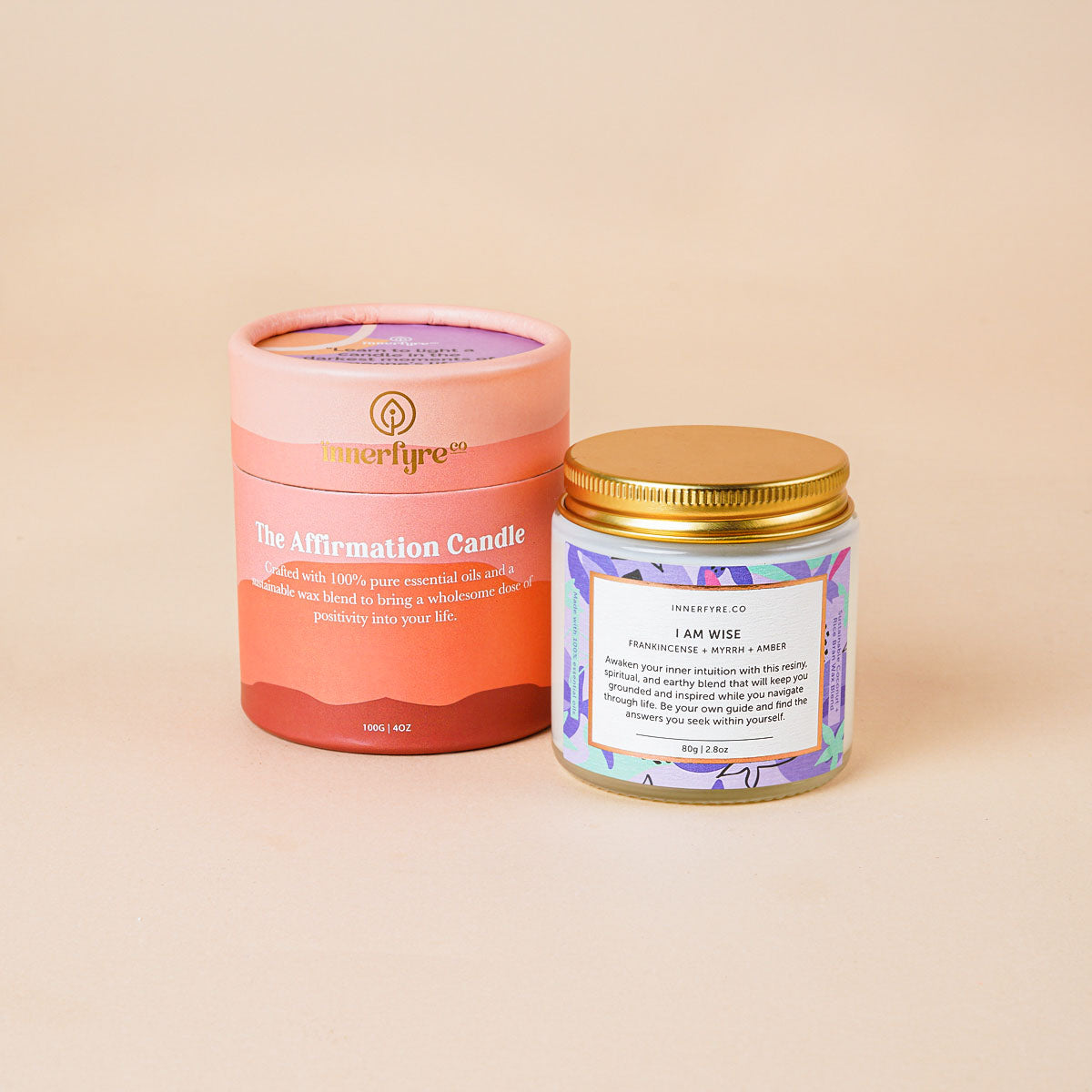 Innerfyre I AM WISE Candle: Frankincense, Myrrh, Clary Sage