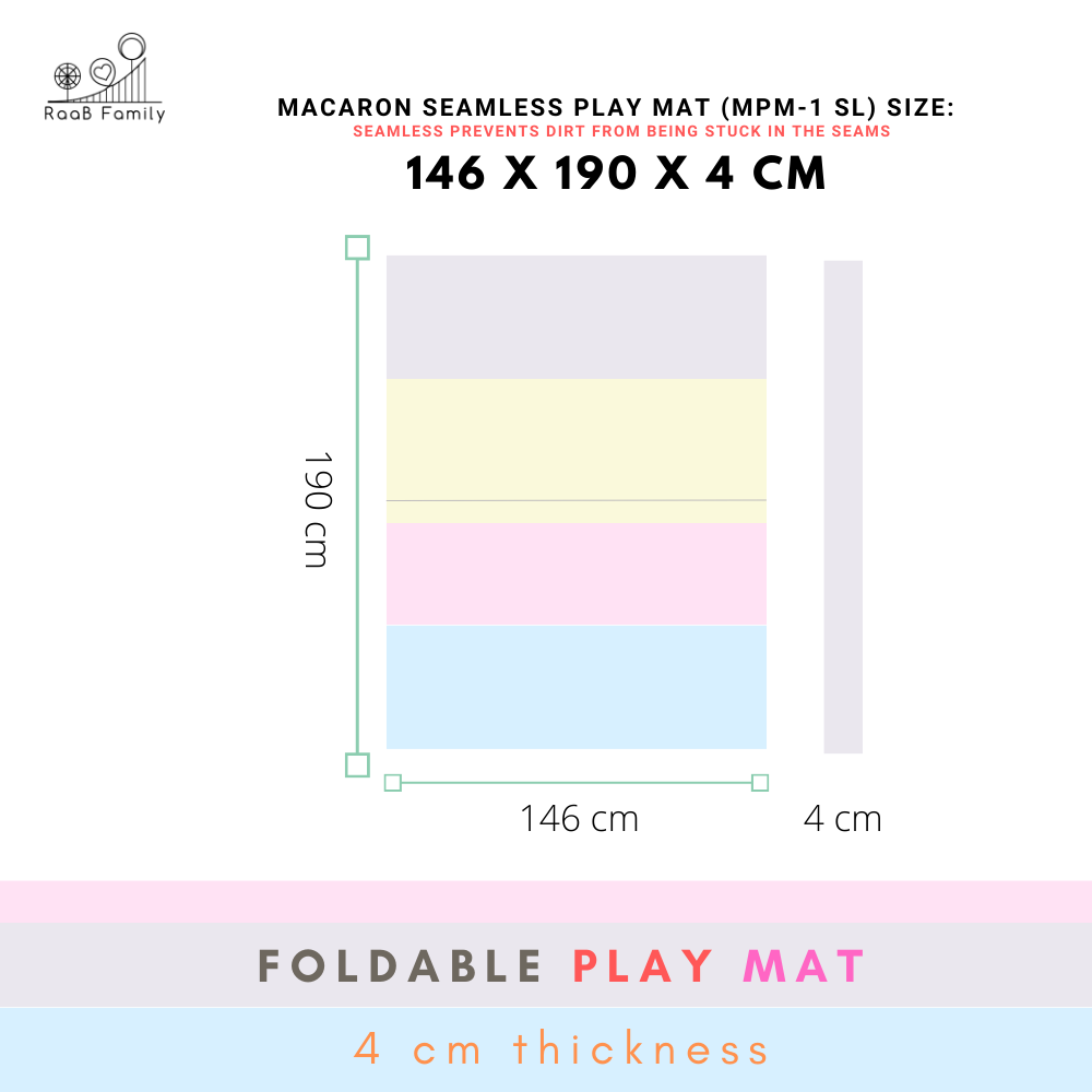 RaaB Family™ Baby SEAMLESS Playmat Toddler Premium Folding Mat 4CM Thick