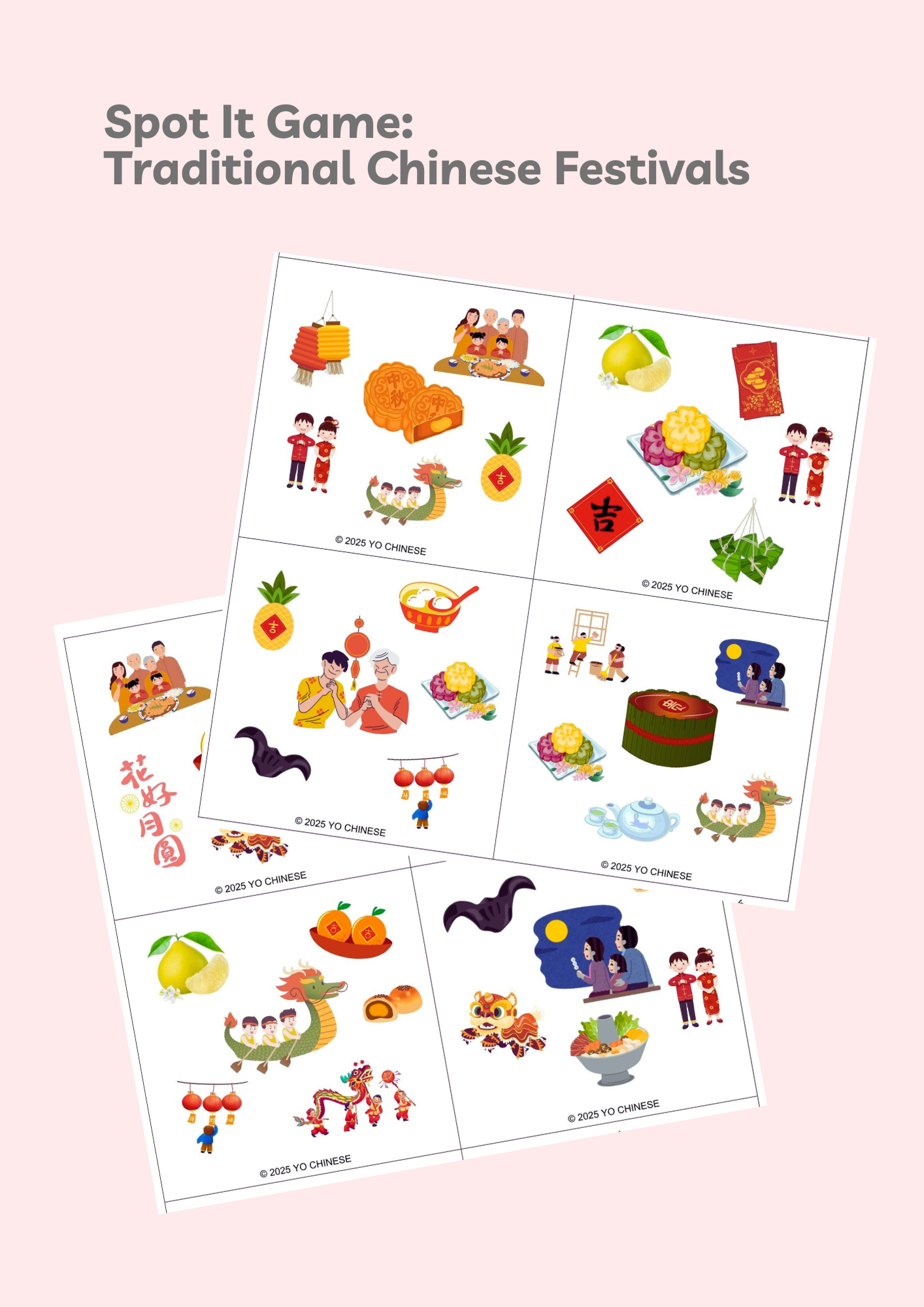 Yo Chinese Spot It Game: Traditional Chinese Festivals / 对对碰:华人传统节日