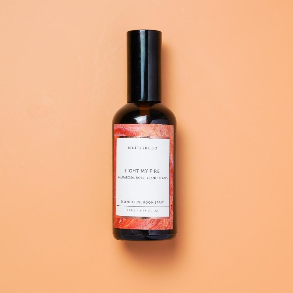 Innerfyre Light My Fire: Palmarosa, Rose, Ylang Ylang Essential Oil Spray