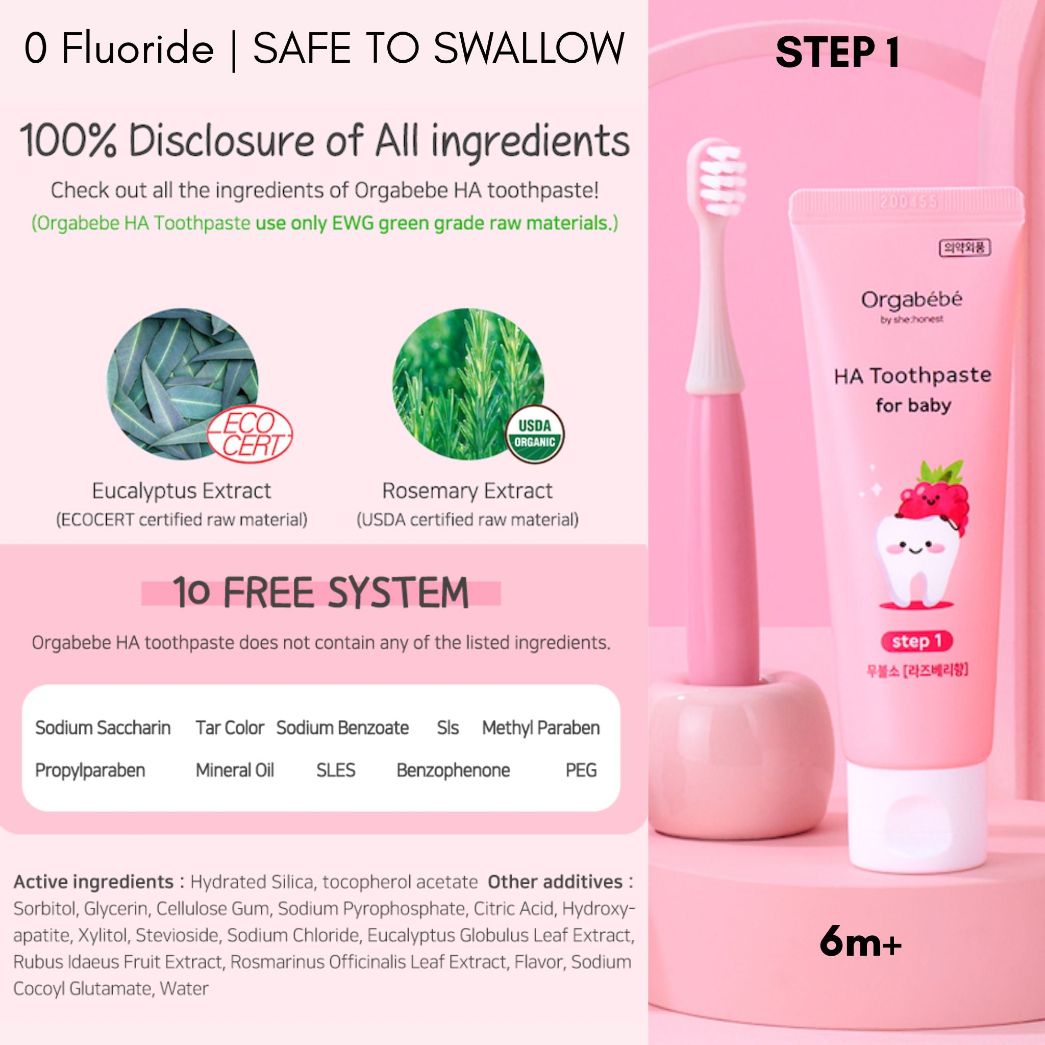 Orgabebe HA Toothpaste Step 1 2 3