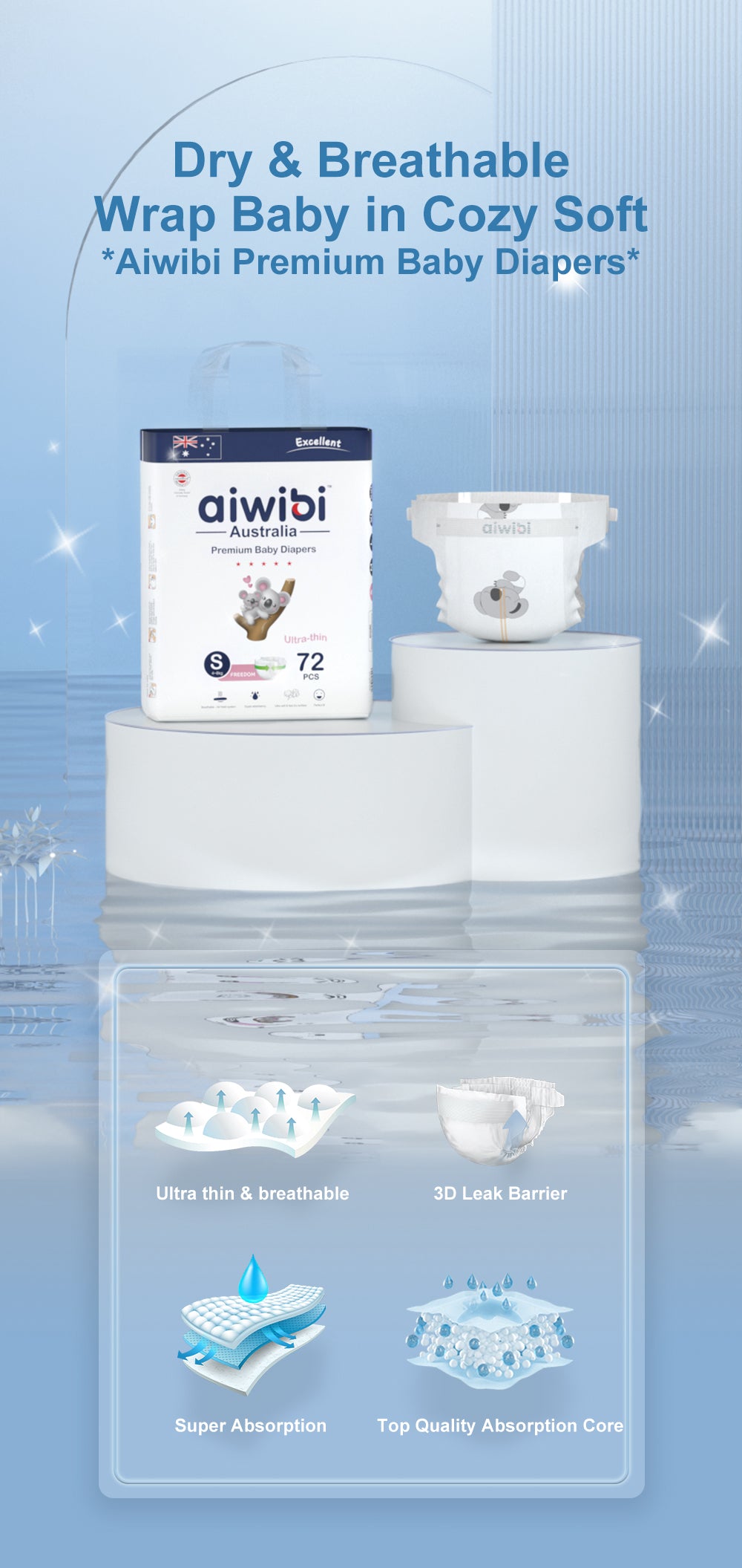 Aiwibi Natural Premium Night Taped Diapers
