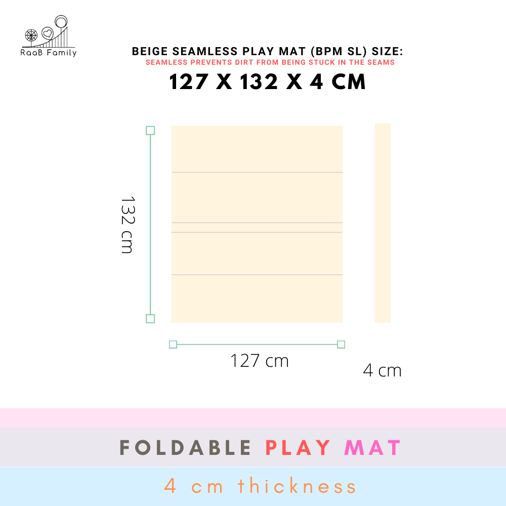 RaaB Family™ Baby SEAMLESS Playmat Toddler Premium Folding Mat 4CM Thick 127 x 132 x 4 cm
