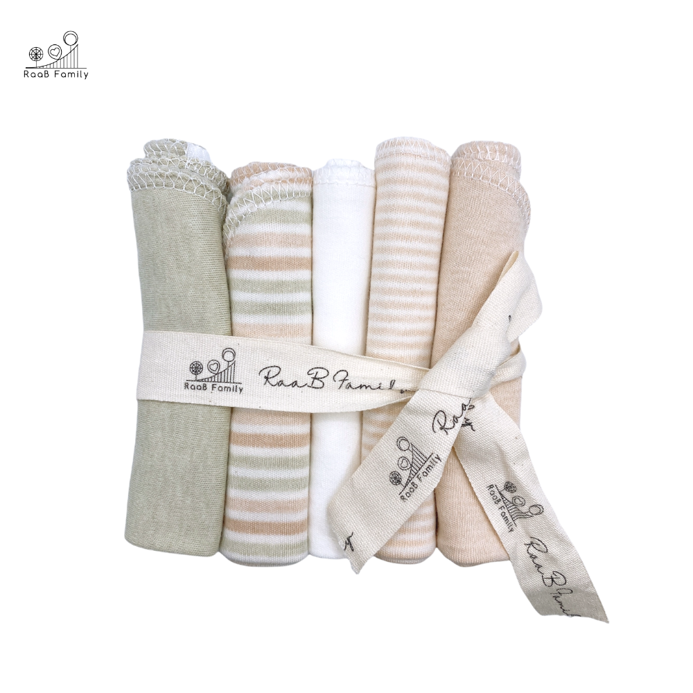RaaB Family™ 5 PCS Reusable 100% Organic Cotton Baby Washcloths
