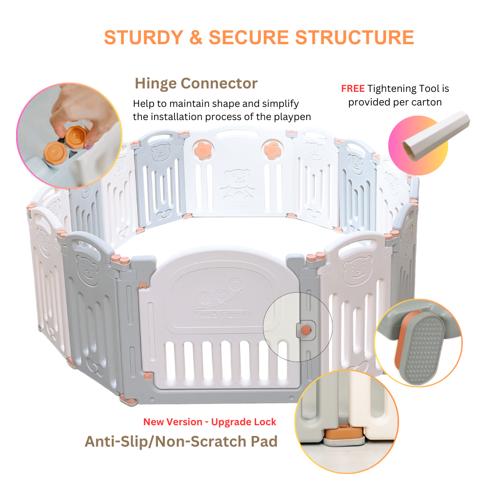 RaaB Family™ Baby Classic BEAR Series Foldable Playpen Play Yard