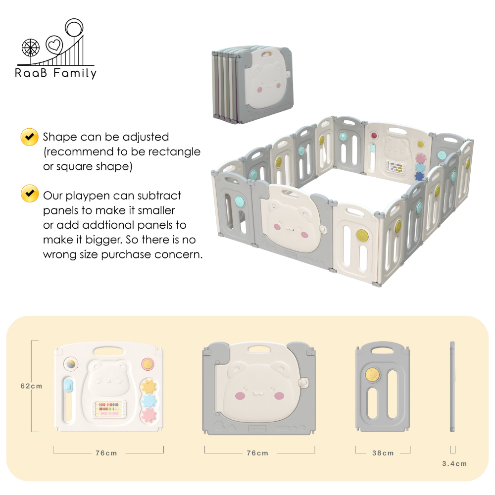 RaaB Family™ Denser & Heavier RACCOON Series Foldable Playpen Play Yard