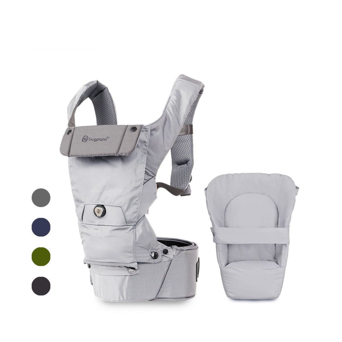 Hugpapa Dial-Fit Classic 3-in-1 Hip Seat Baby Carrier + Infant Insert