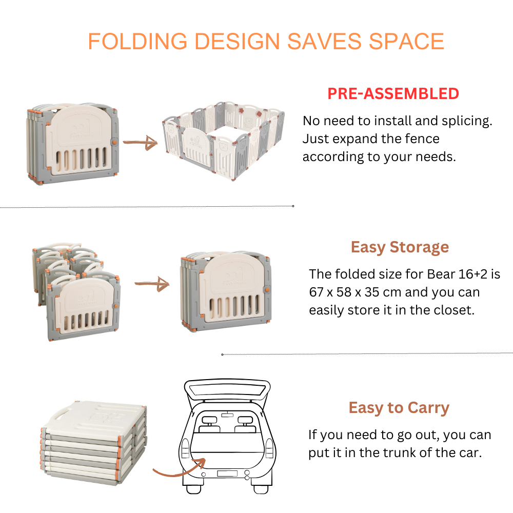 RaaB Family™ Baby Classic BEAR Series Foldable Playpen Play Yard