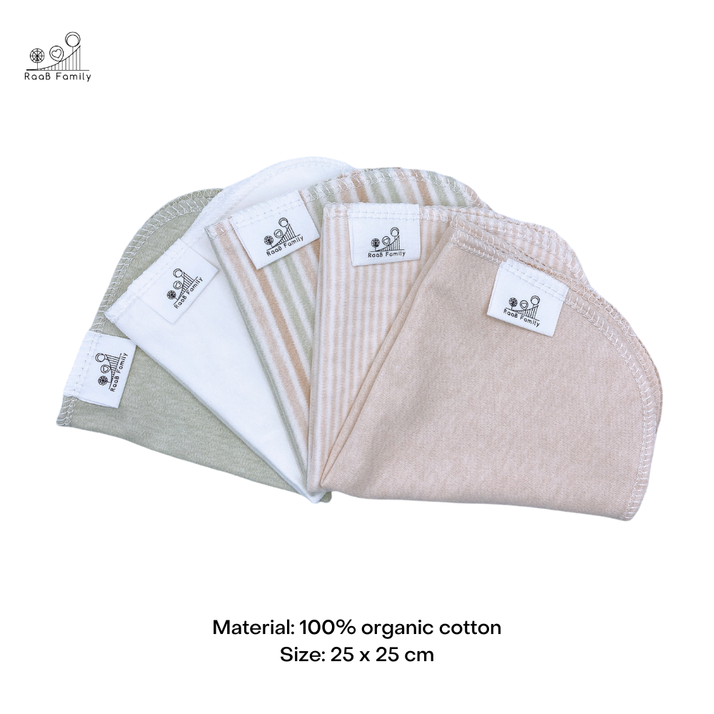 RaaB Family™ 5 PCS Reusable 100% Organic Cotton Baby Washcloths
