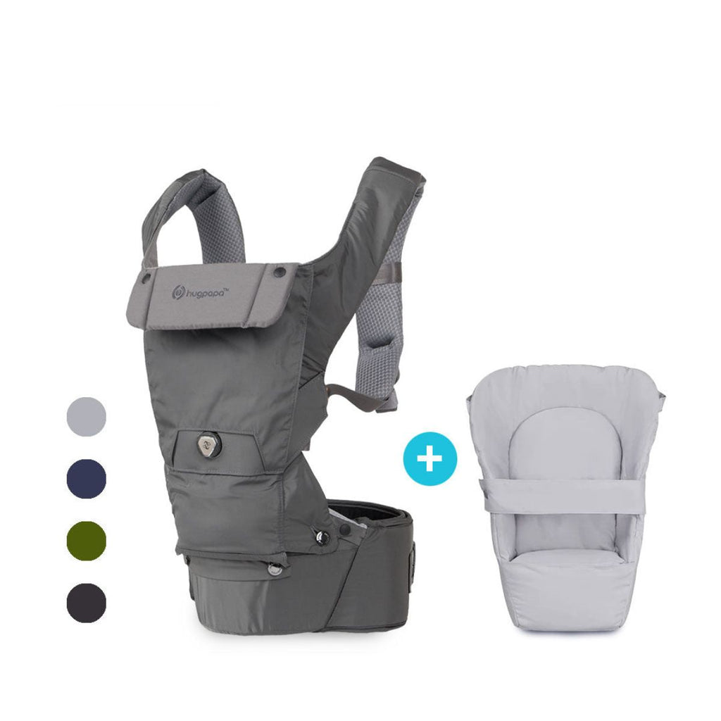 Hugpapa Dial-Fit Classic 3-in-1 Hip Seat Baby Carrier + Infant Insert