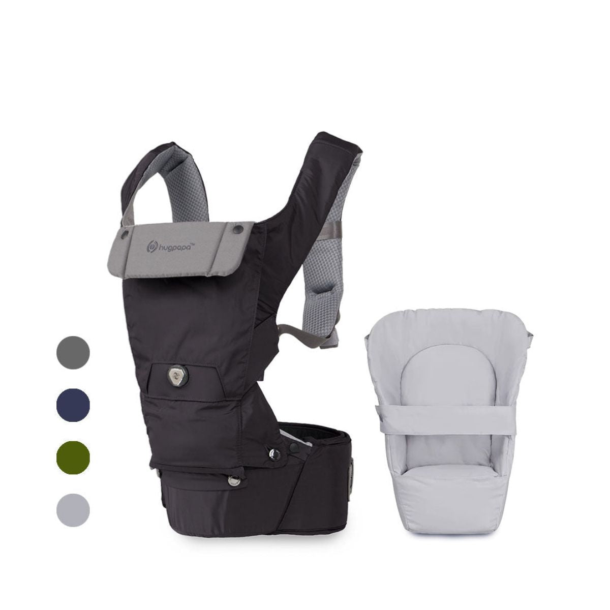 Hugpapa Dial-Fit Classic 3-in-1 Hip Seat Baby Carrier + Infant Insert