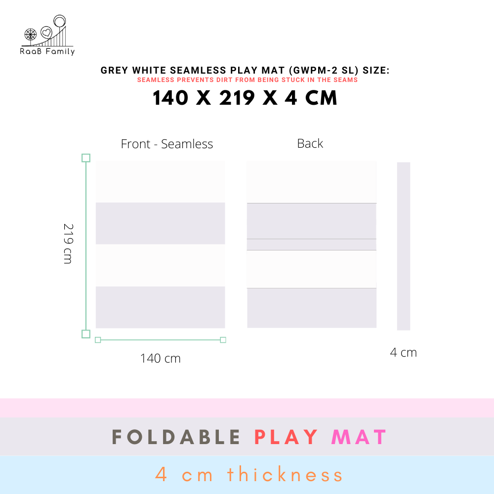 RaaB Family™ Baby SEAMLESS Playmat Toddler Premium Folding Mat 4CM Thick