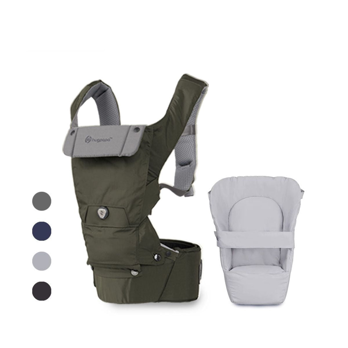 Hugpapa Dial-Fit Classic 3-in-1 Hip Seat Baby Carrier + Infant Insert