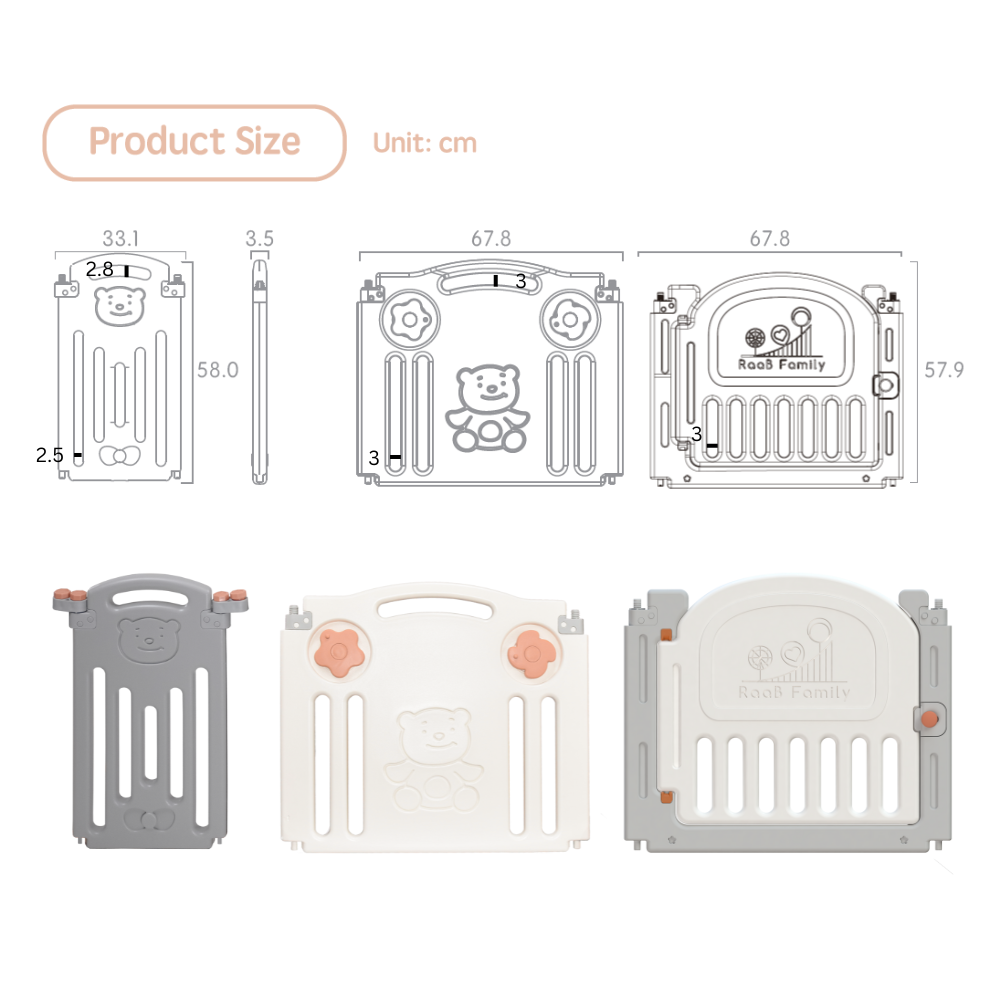 RaaB Family™ Baby Classic BEAR Series Foldable Playpen Play Yard