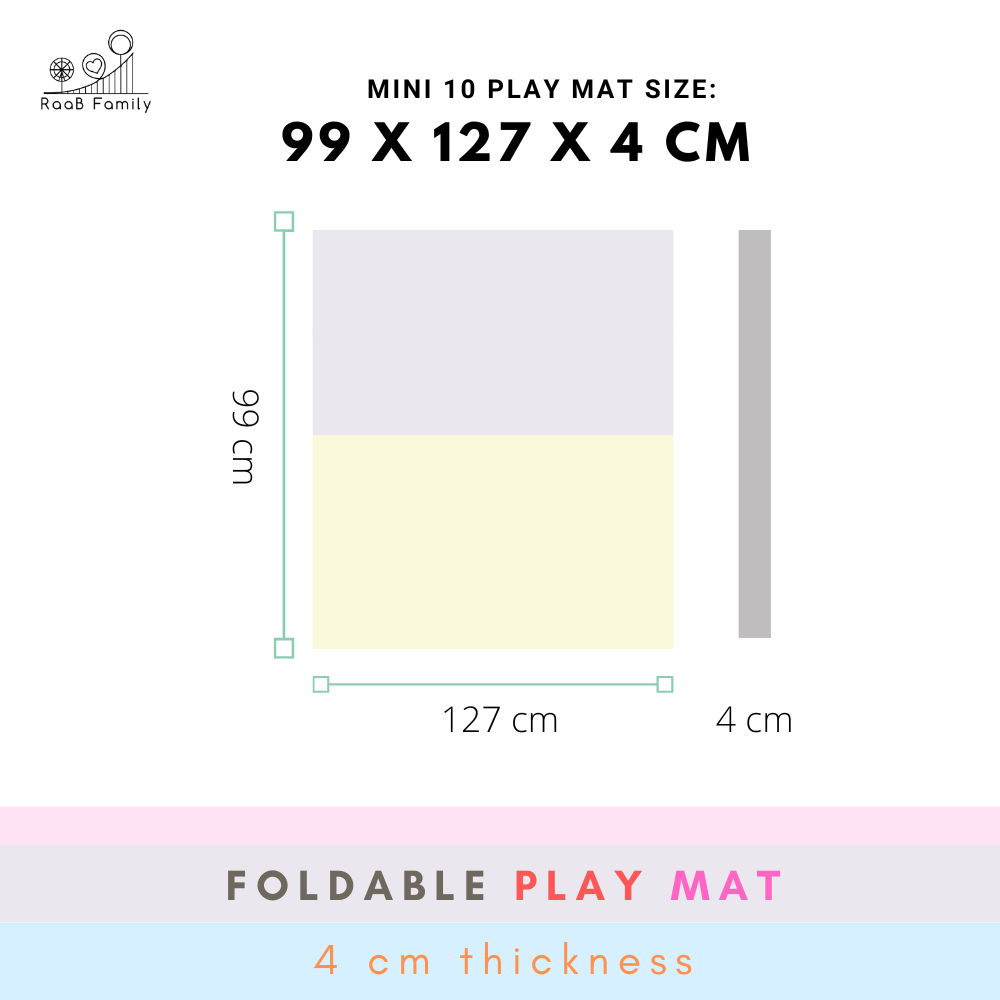 RaaB Family™ Baby SEAMLESS Playmat Toddler Premium Folding Mat 4CM Thick 99 x 127 x 4 cm