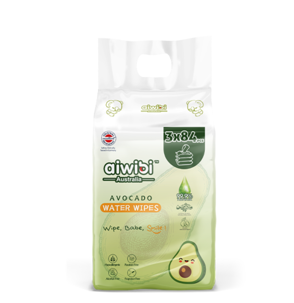 Aiwibi Premium avocado Spring Water Wet Wipes - Non Fragrance (6 Packs/ 12 Packs)