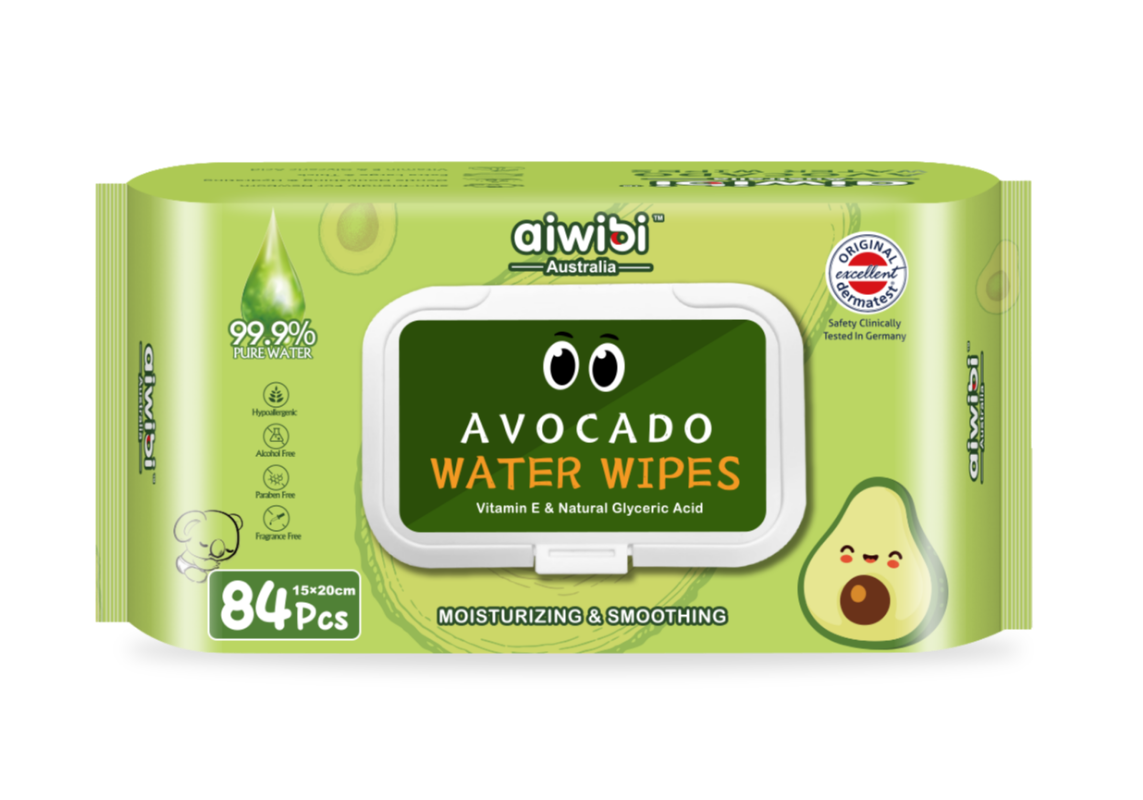 Aiwibi Premium avocado Spring Water Wet Wipes - Non Fragrance (6 Packs/ 12 Packs)