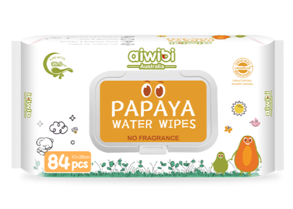 Aiwibi Premium Papaya Spring Water Wet Wipes - Non Fragrance (6 Packs/ 12 Packs)