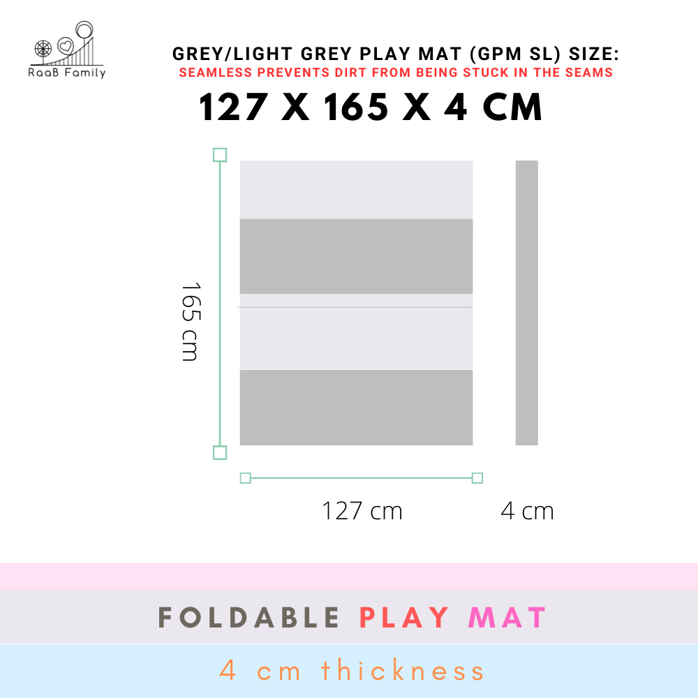 RaaB Family™ Baby SEAMLESS Playmat Toddler Premium Folding Mat 4CM Thick 127 x 165 x 4 cm