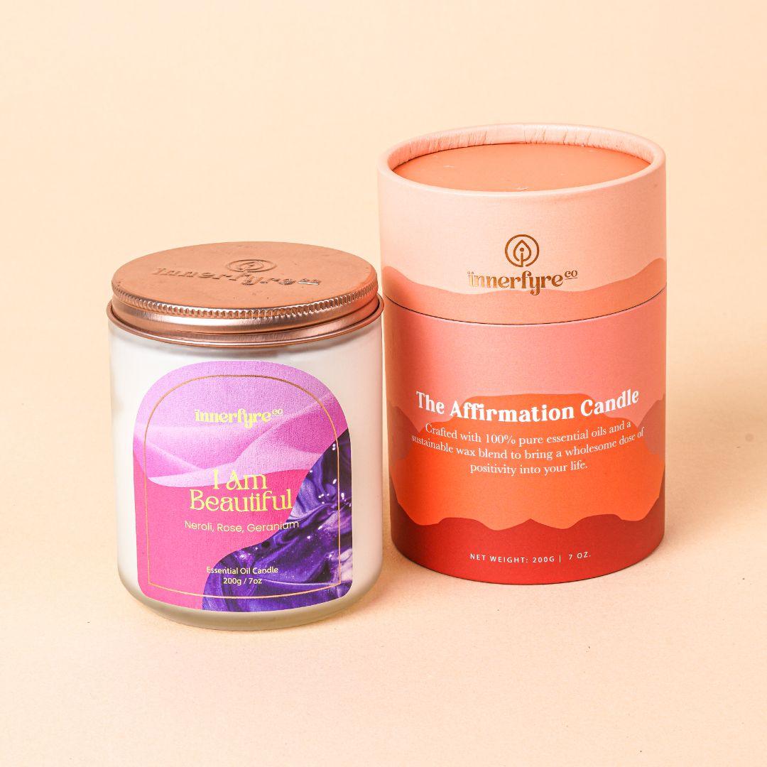 Innerfyre I AM BEAUTIFUL Candle: Neroli, Myrrh, Rose