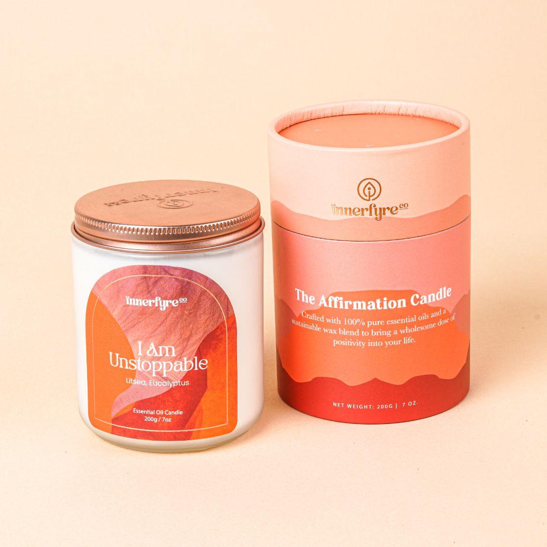 Innerfyre I AM UNSTOPPABLE Candle: Peppermint, Blood Orange, Sage