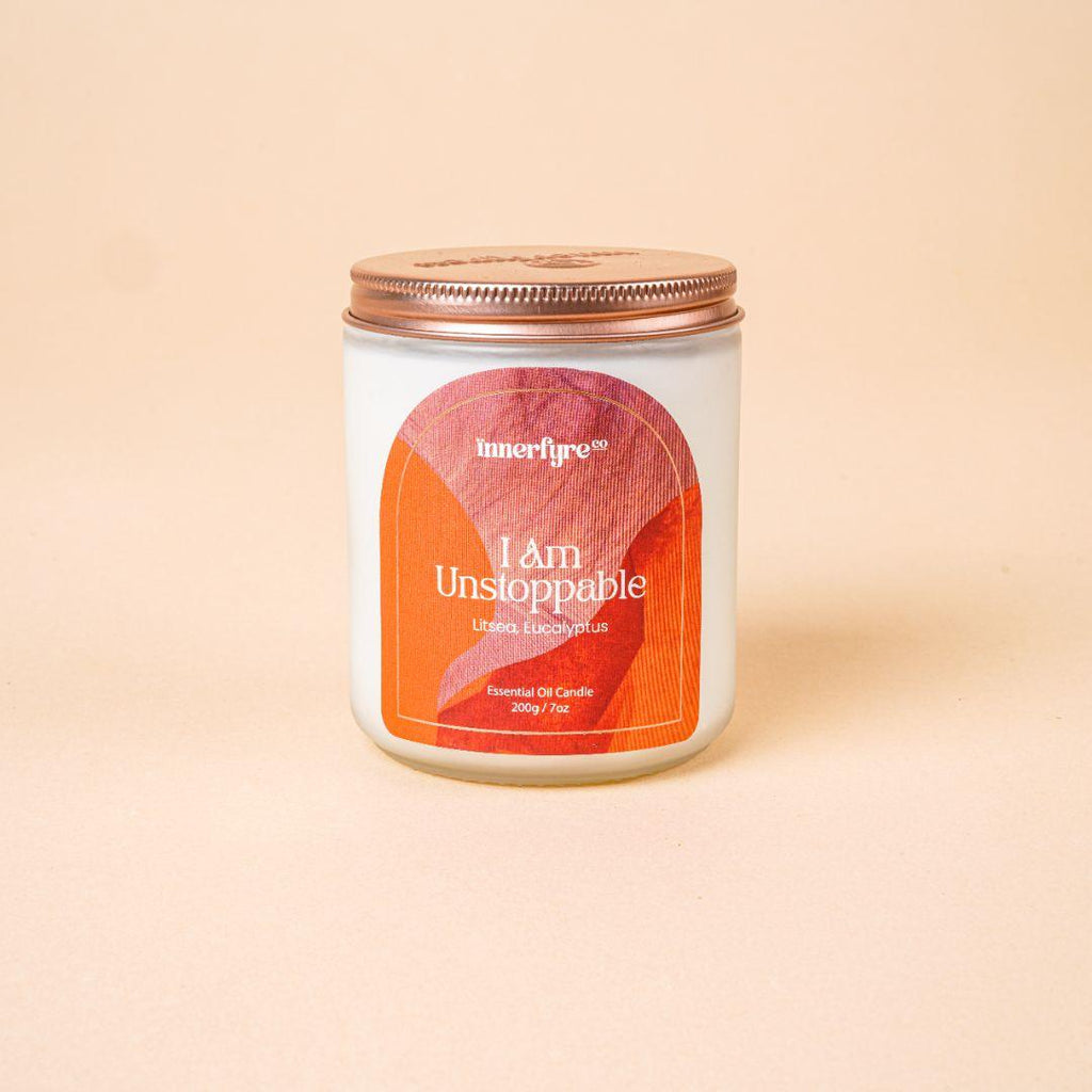 Innerfyre I AM UNSTOPPABLE Candle: Peppermint, Blood Orange, Sage