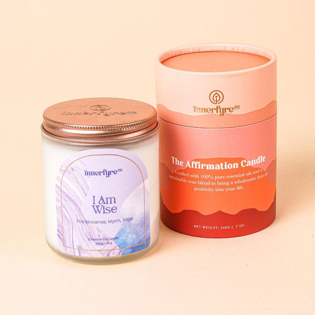 Innerfyre I AM WISE Candle: Frankincense, Myrrh, Clary Sage
