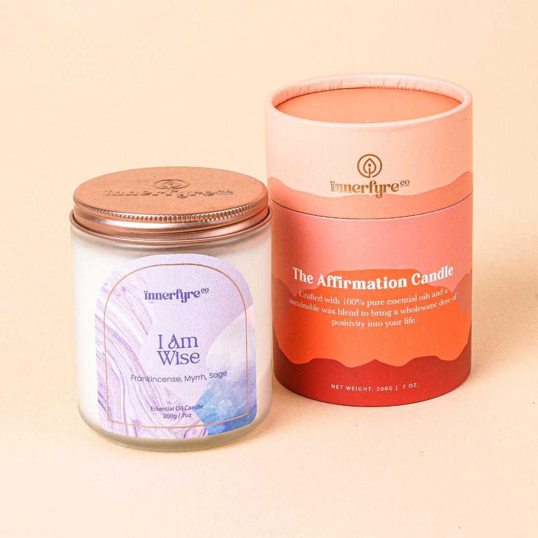 Innerfyre I AM WISE Candle: Frankincense, Myrrh, Clary Sage