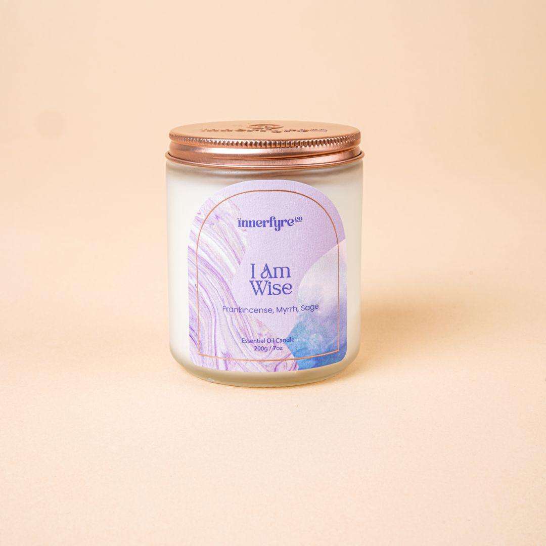 Innerfyre I AM WISE Candle: Frankincense, Myrrh, Clary Sage