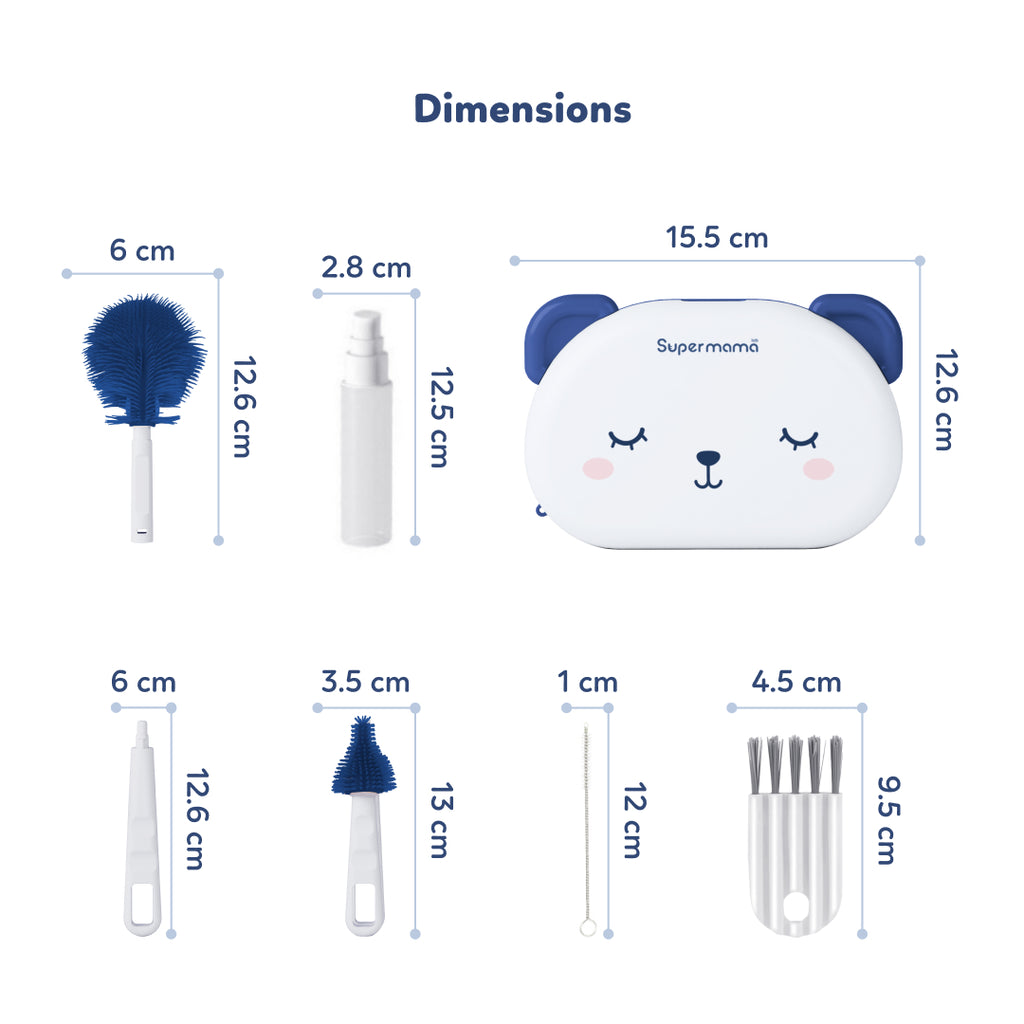 Supermama Lab 6-in-1 Portable Baby Bottle Brush Set