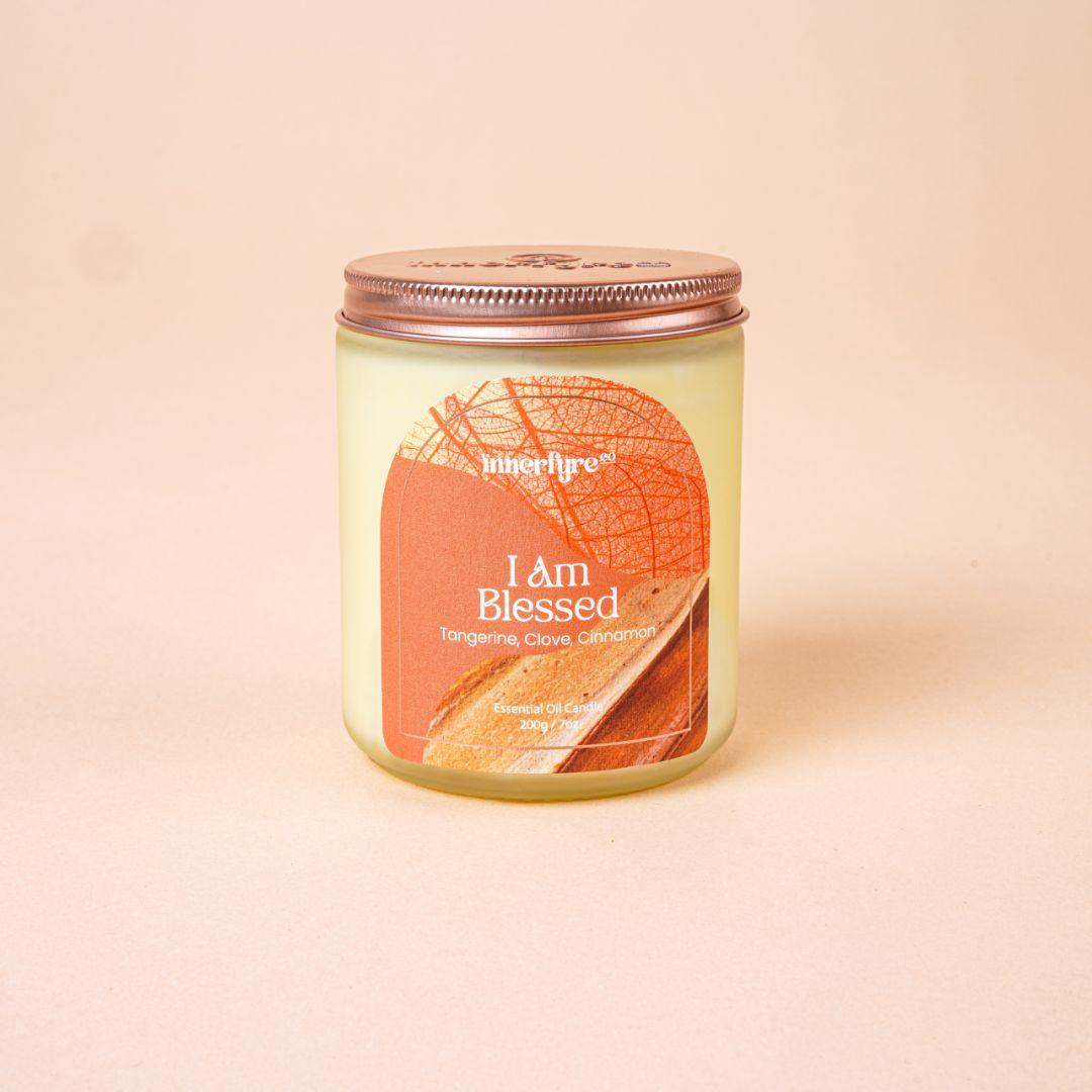 Innerfyre I AM BLESSED Candle: Orange, Clove, Green Tea
