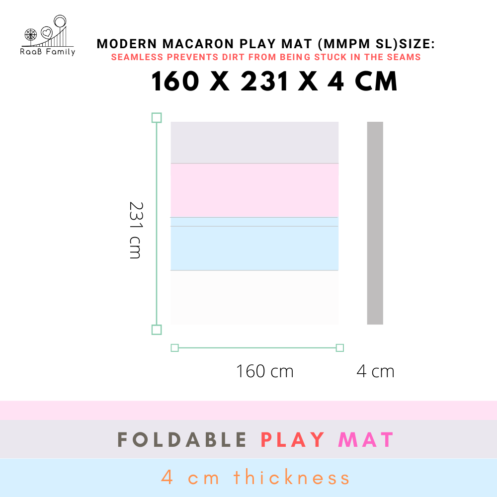 RaaB Family™ Baby SEAMLESS Playmat Toddler Premium Folding Mat 4CM Thick 160 x 231 x 4 cm