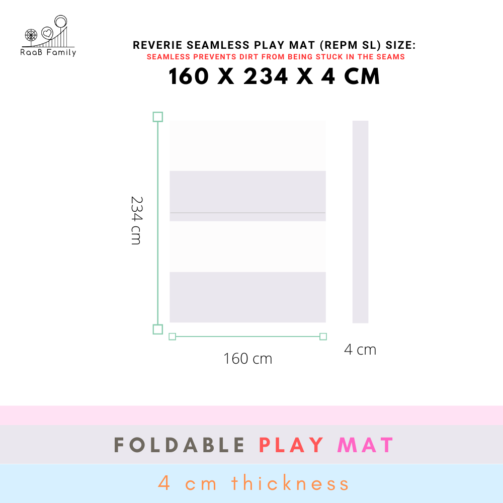 RaaB Family™ Baby SEAMLESS Playmat Toddler Premium Folding Mat 4CM Thick 160 x 234 x 4 cm