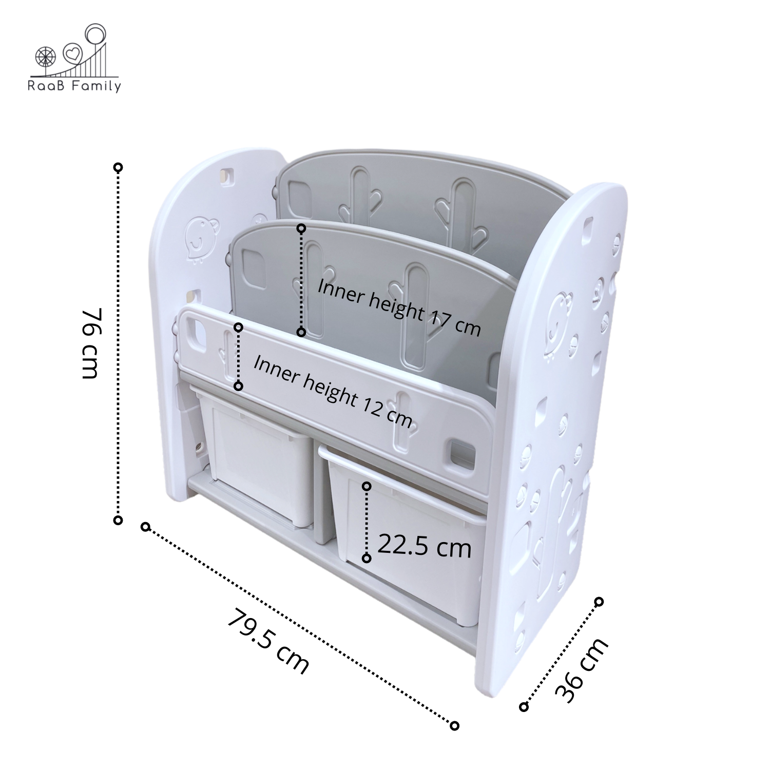 RaaB Family™ Kids Bookshelf Book Rack with Toy Storage Organiser
