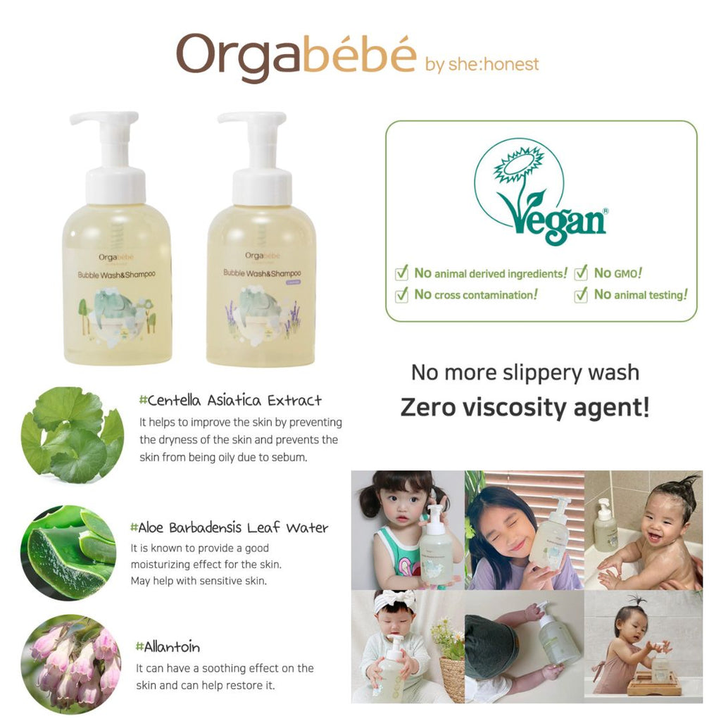 Orgabebe Bubble wash & Shampoo (50mL | 500mL)