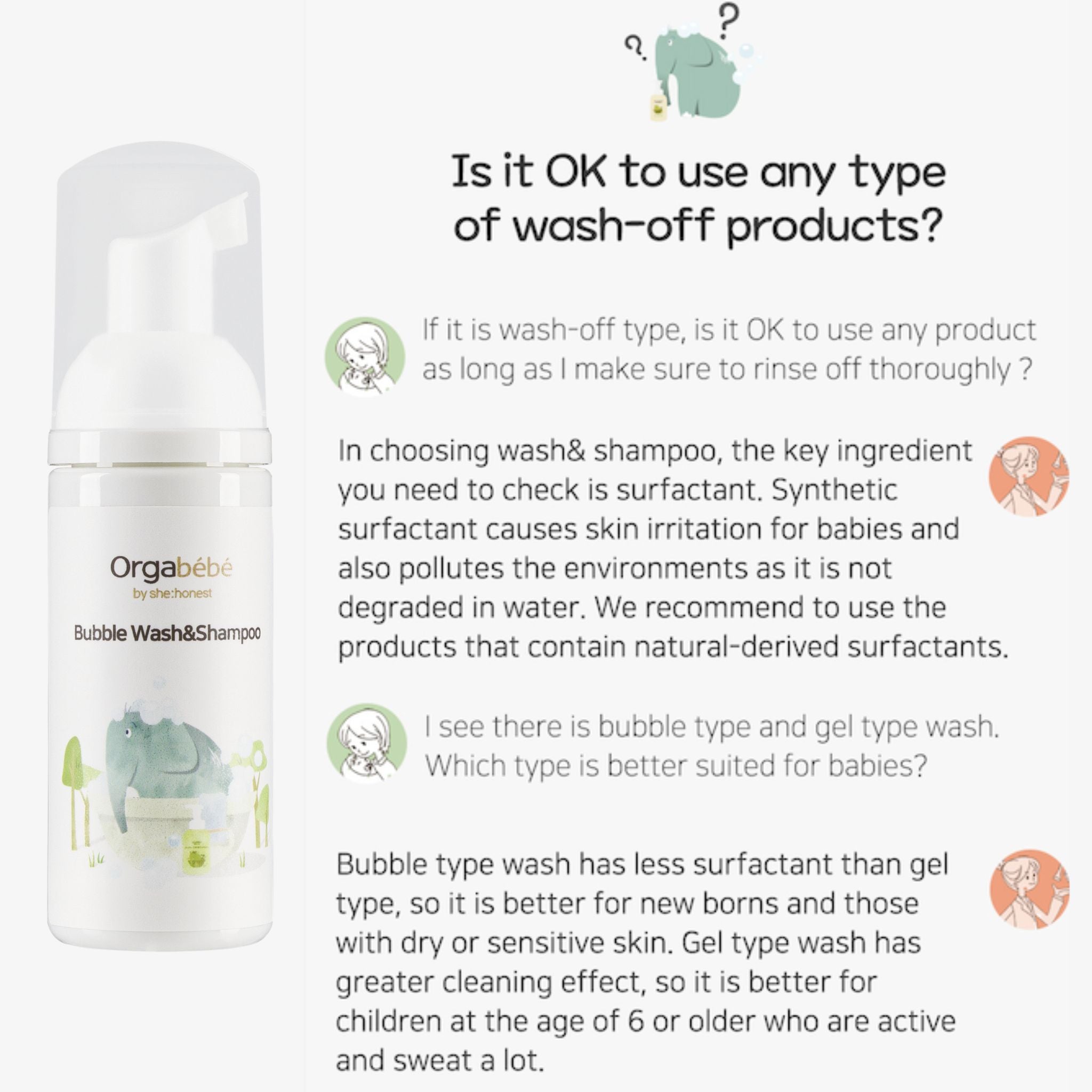 Orgabebe Bubble wash & Shampoo (50mL | 500mL)