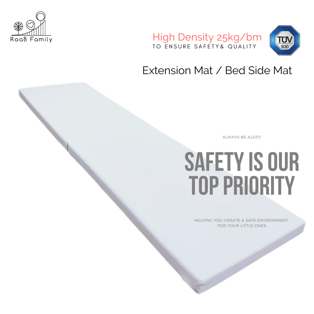 RaaB Family™ Bed Side High Density Foldable Vegan PU Leather Extension Play Mat