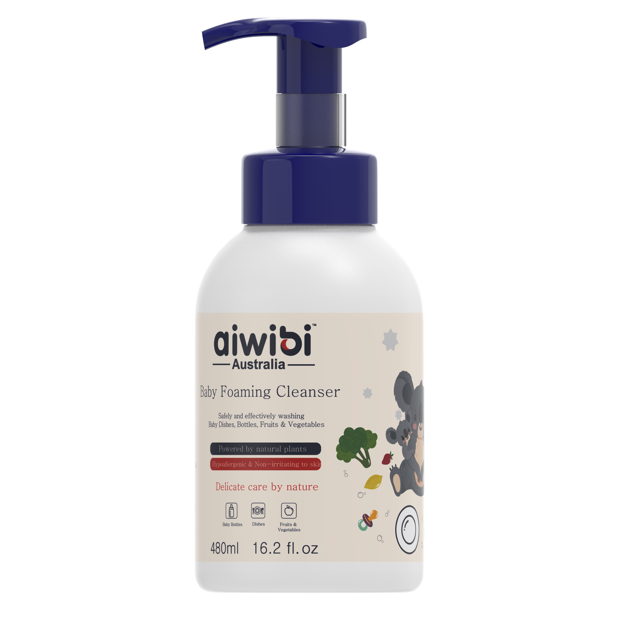 Aiwibi Natural Foaming Baby Cleanser Fragrance Free, Non-toxic (480ml)