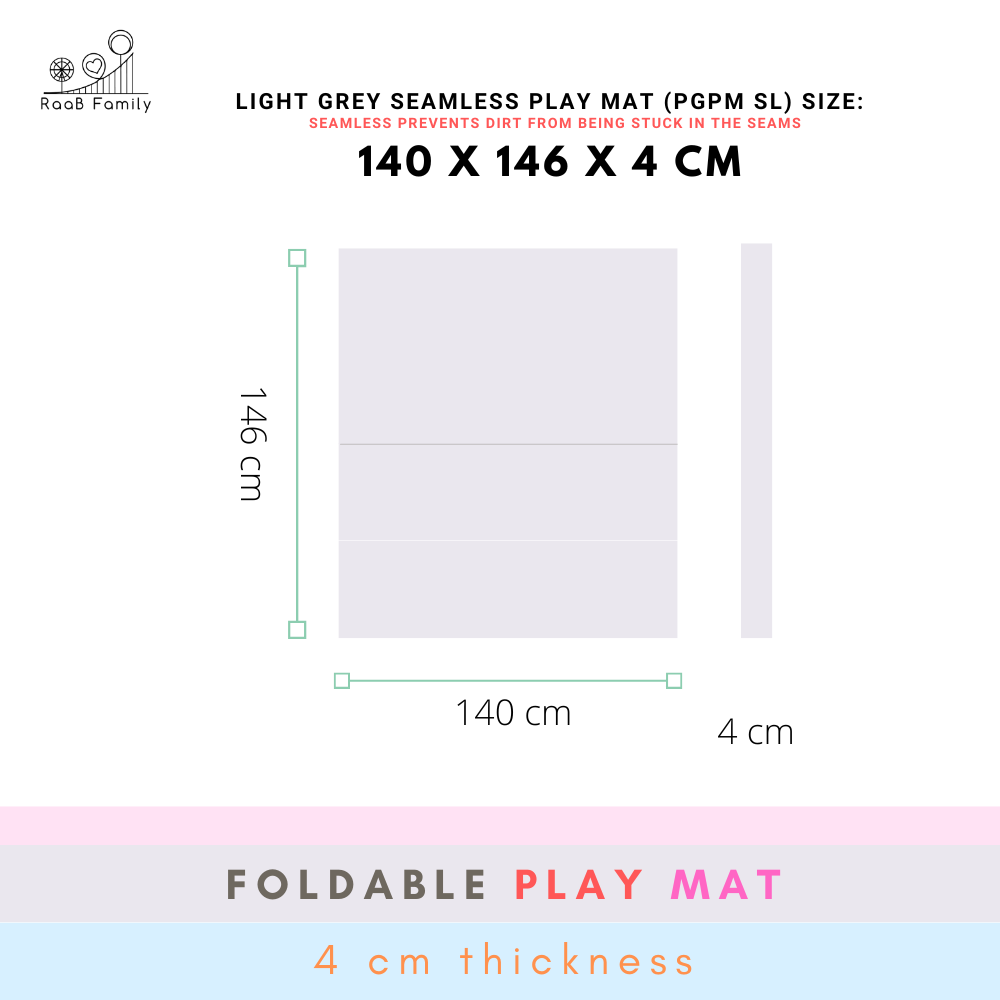 RaaB Family™ Baby SEAMLESS Playmat Toddler Premium Folding Mat 4CM Thick 140 x 146 x 4 cm