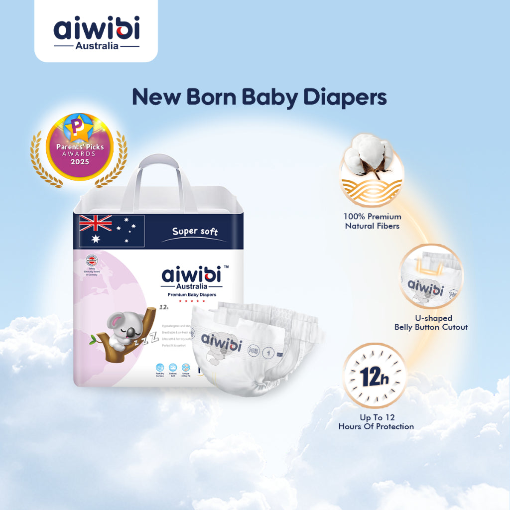 Aiwibi Premium Soft SAP Tape Adhesive Diapers NB22/ Ultra-Thin New Born Baby Diapers (<5KG)