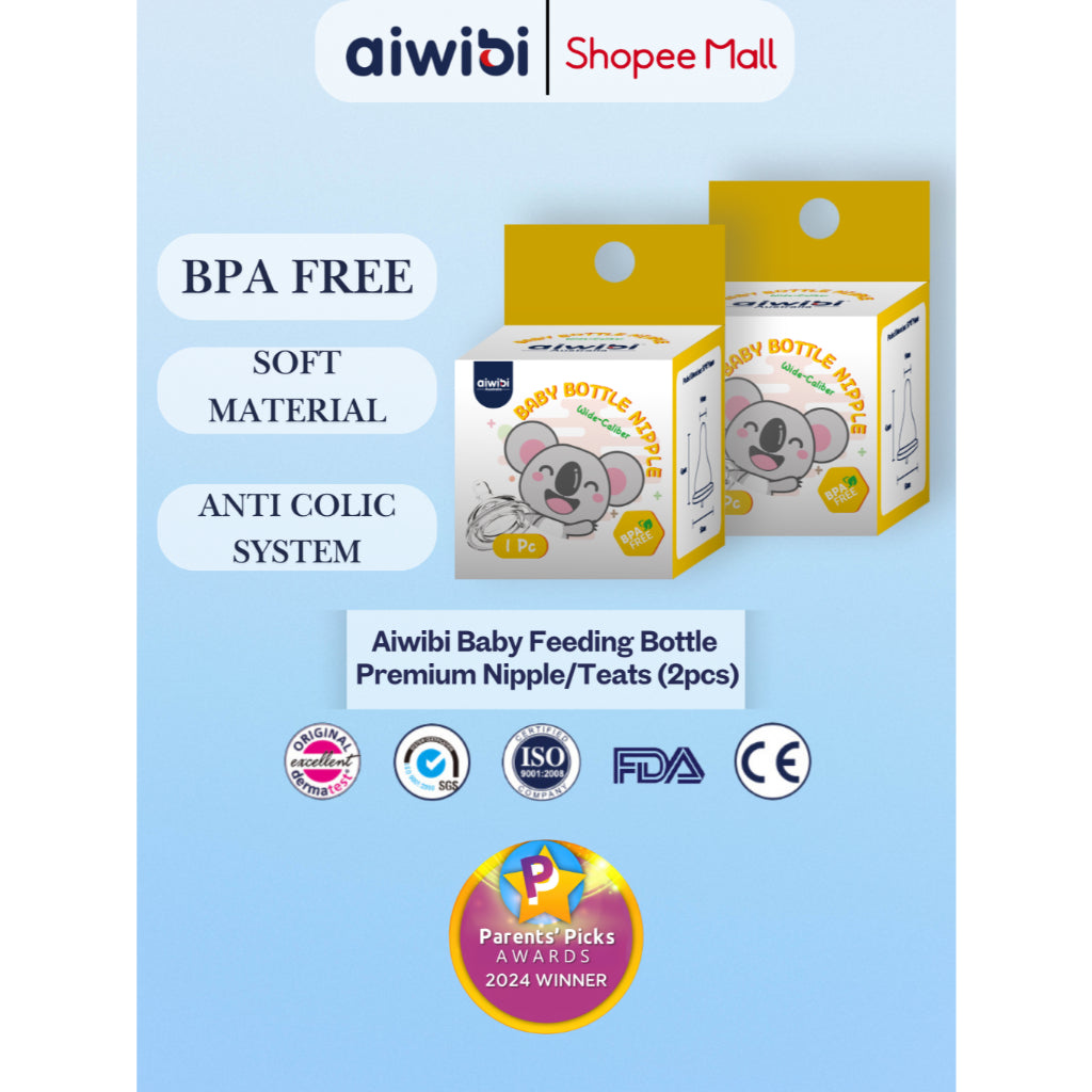 Aiwibi Baby Premium Soft Nipple/ Teats (2 Pcs)