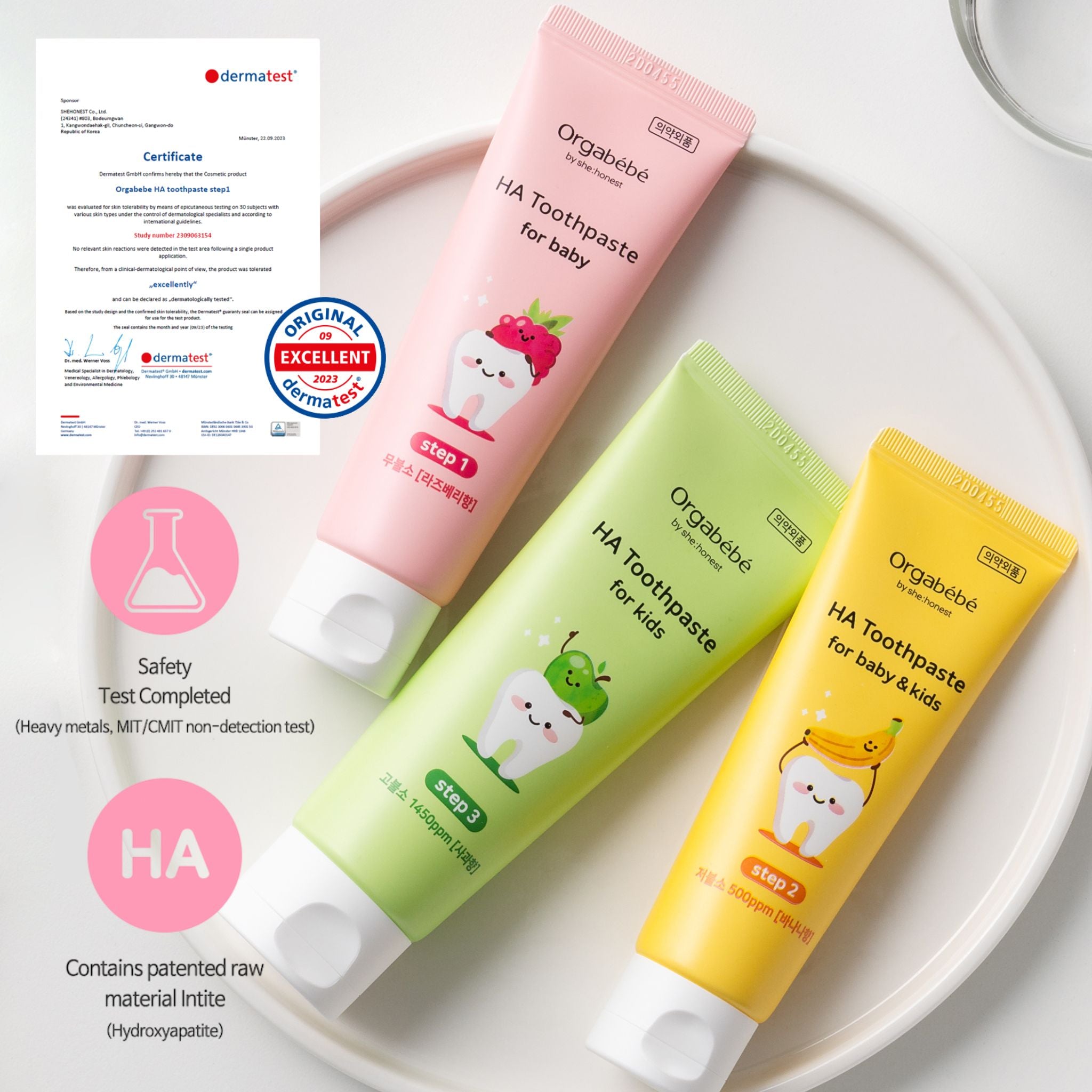 Orgabebe HA Toothpaste Step 1 2 3