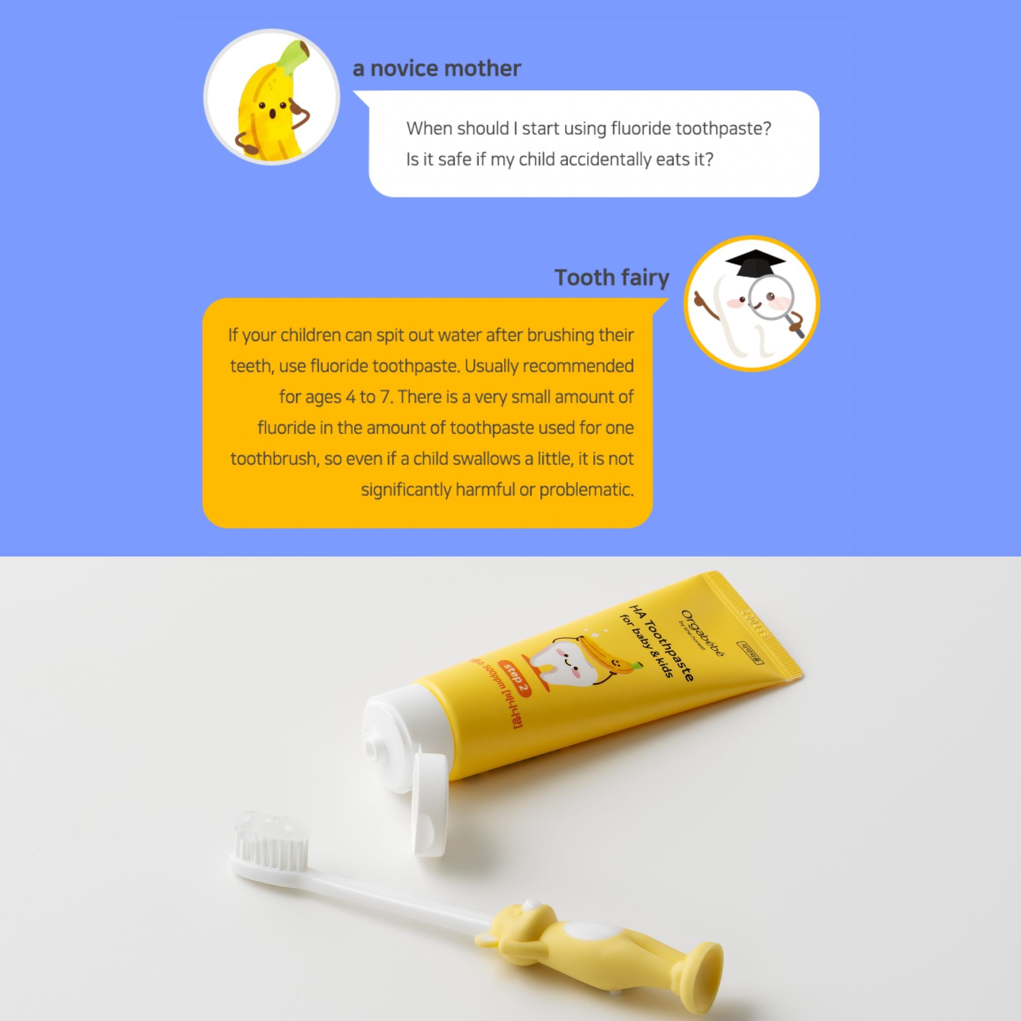 Orgabebe HA Toothpaste Step 1 2 3