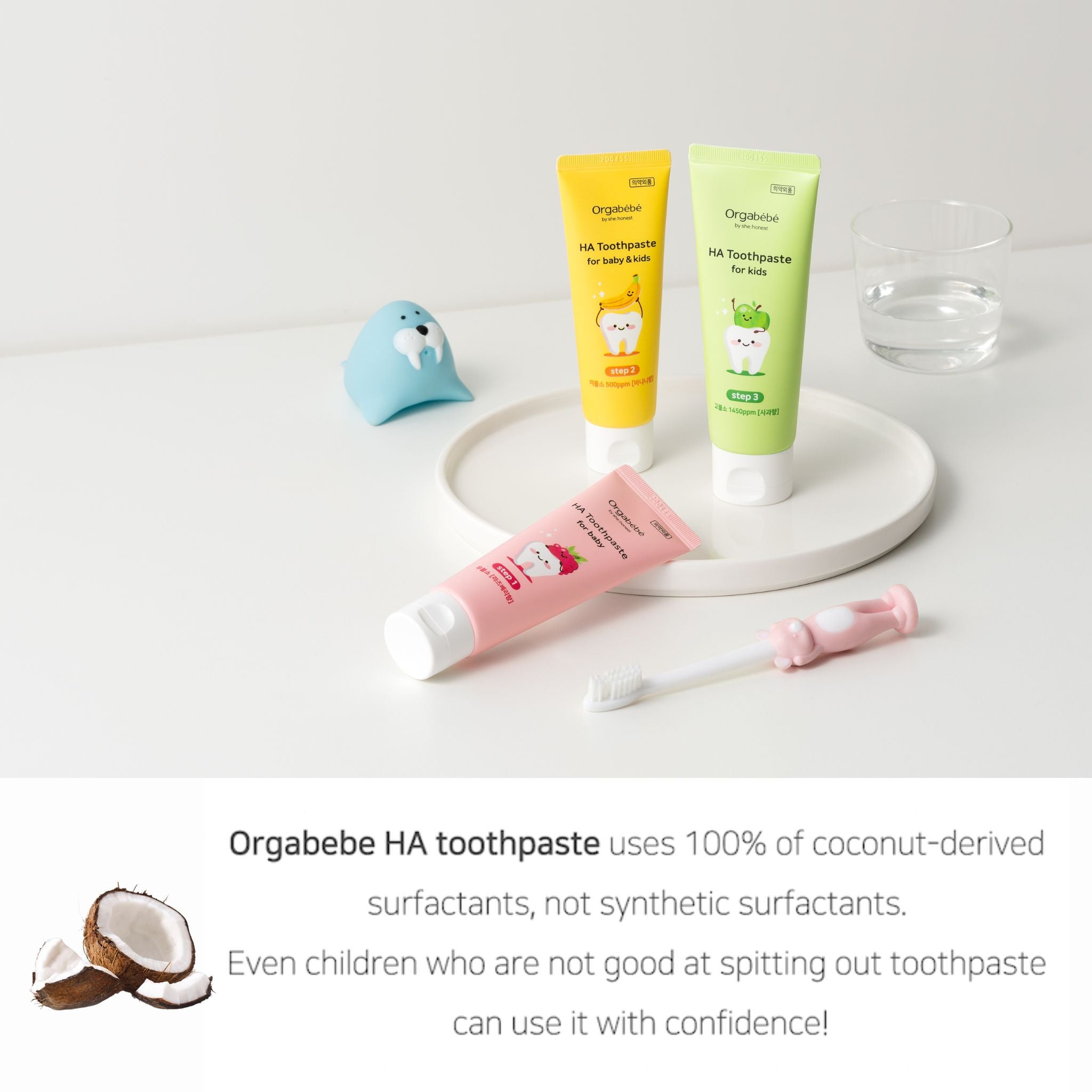 Orgabebe HA Toothpaste Step 1 2 3